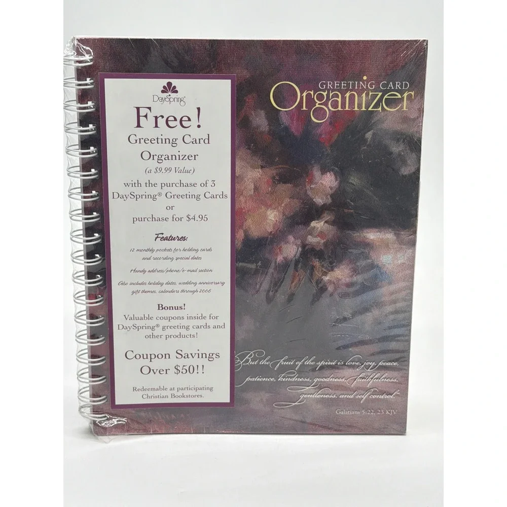 DaySpring Greeting Card Organizer Floral Scripture Galatians 5:22 23 16573 New